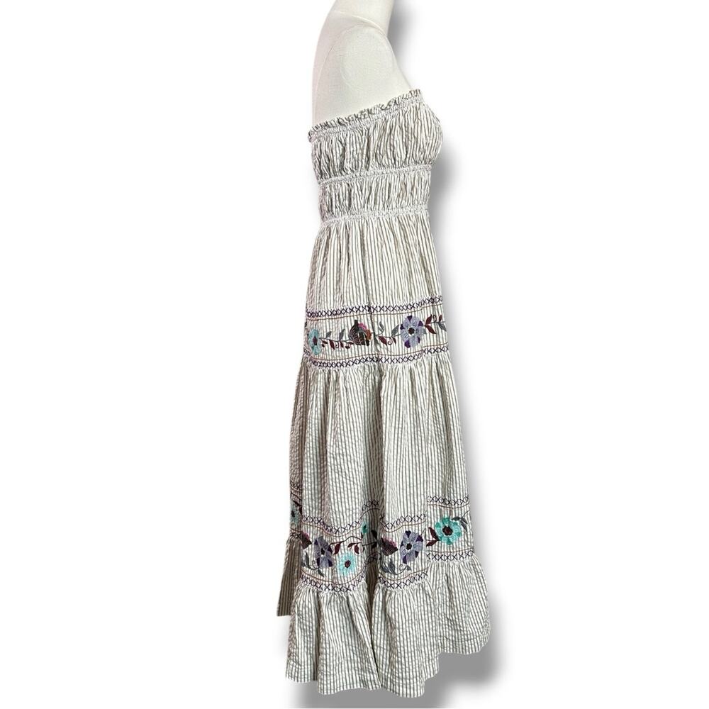 Free People Bohemian Embroidered Floral Kalani Strapless Midi Dress Size XL - Picture 10 of 15